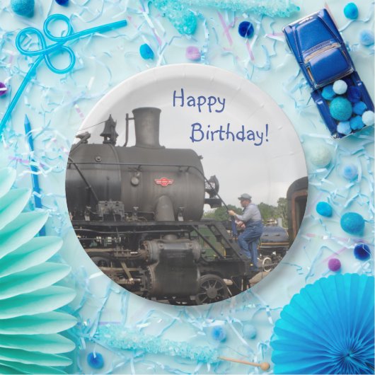 Vintager Dampf-Zug Pappteller (Party)