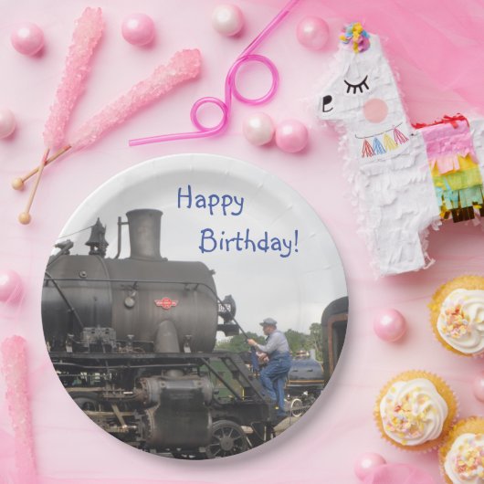 Vintager Dampf-Zug Pappteller (Party)