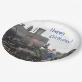 Vintager Dampf-Zug Pappteller (Schrägansicht)