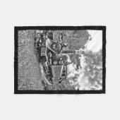 Vintager Dampf-Zug-Schwarzweiss-Motor Fleecedecke (Vorderseite (Horizontal))
