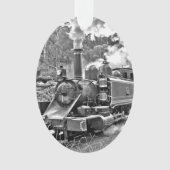 Vintager Dampf-Zug-Schwarzweiss-Motor Ornament (Vorderseite)