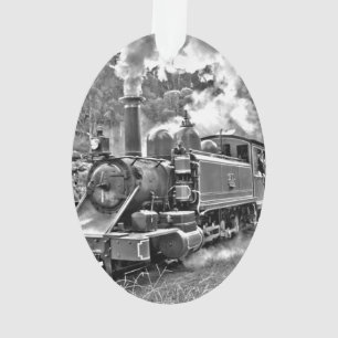 Vintager Dampf-Zug-Schwarzweiss-Motor Ornament