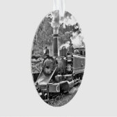 Vintager Dampf-Zug-Schwarzweiss-Motor Ornament (Vorderseite)