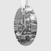 Vintager Dampf-Zug-Schwarzweiss-Motor Ornament (Vorderseite)