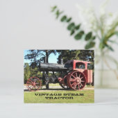 Vintager Dampftraktor - in Farbe. Postkarte (Stehend Vorderseite)