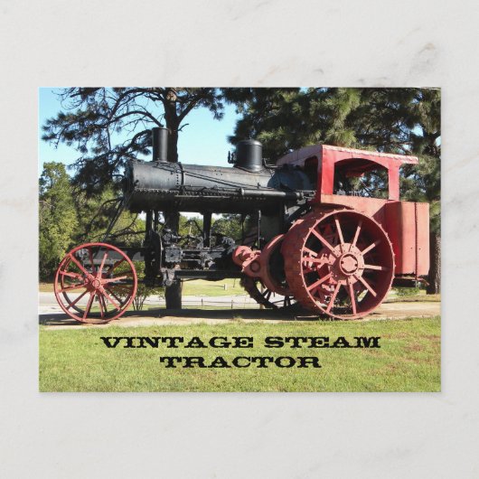 Vintager Dampftraktor - in Farbe. Postkarte (Vorderseite)