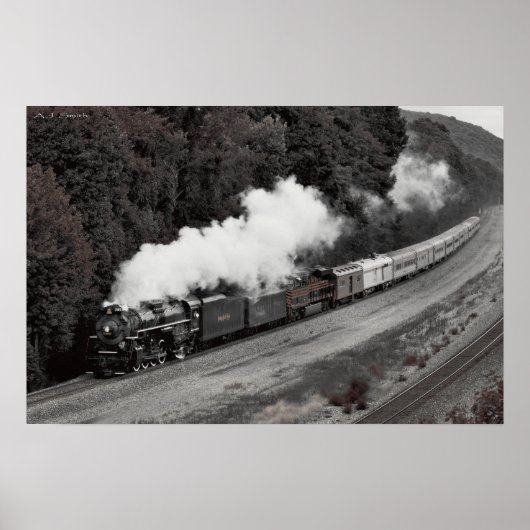 Vintager Dampfzug am Ohio Poster (Vorne)