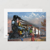 Vintager Dampfzug an Bahnhofsinformatik Postkarte (Vorne/Hinten)