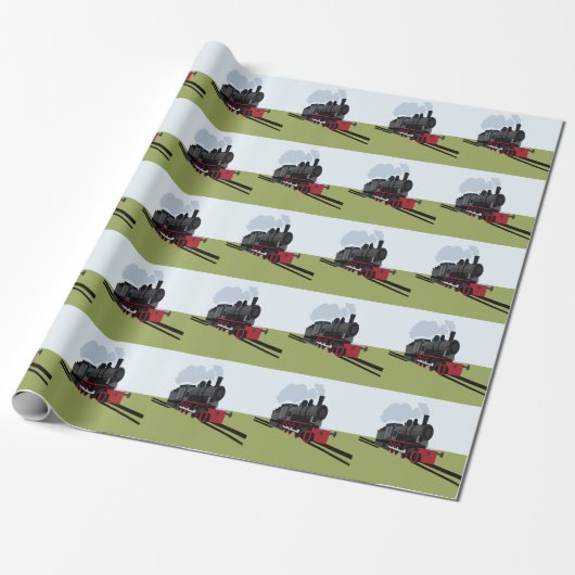 Vintager Dampfzug auf Bahnstrecke Kunst Geschenkpapier (Ungerollt)