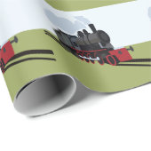 Vintager Dampfzug auf Bahnstrecke Kunst Geschenkpapier (Rolleneckpunkt)