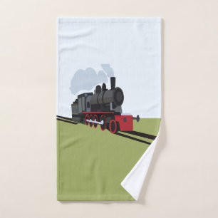 Vintager Dampfzug auf Bahnstrecke Kunst Handtuch