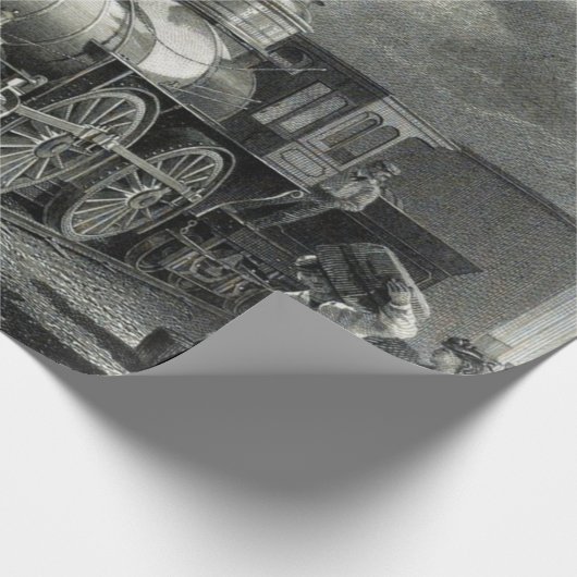 Vintager Dampfzug Geschenkpapier (Ecke)