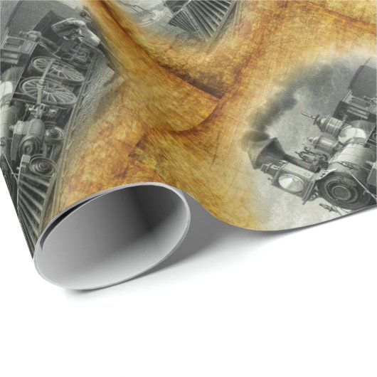 Vintager Dampfzug Geschenkpapier (Rolleneckpunkt)