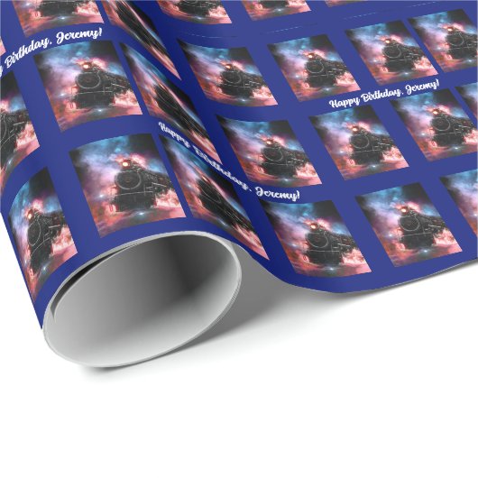 Vintager Dampfzug Geschenkpapier (Rolleneckpunkt)