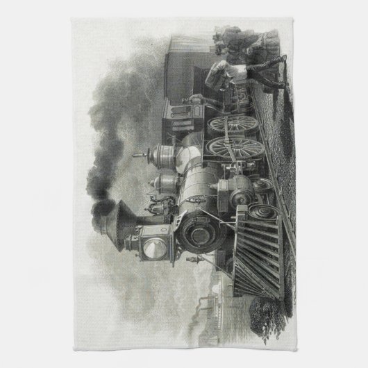 Vintager Dampfzug Geschirrtuch (Vertikal)