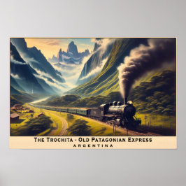 Vintager Dampfzug in den patagonischen Bergen Poster