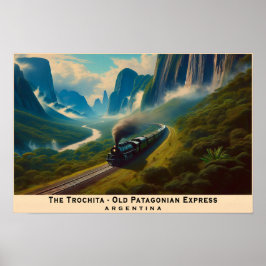 Vintager Dampfzug in den patagonischen Bergen Poster
