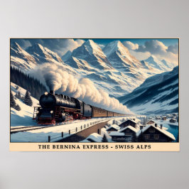 Vintager Dampfzug in den Snowy Alpen Poster