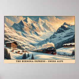 Vintager Dampfzug in den Snowy Alpen Poster