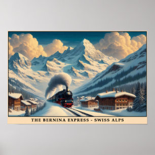 Vintager Dampfzug in den Snowy Alpen Poster