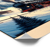 Vintager Dampfzug in den Snowy Alpen Poster (Ecke)