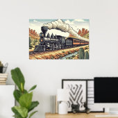 Vintager Dampfzug in der Wüste Poster (Heimbüro)