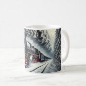 Vintager Dampfzug in einem Schneewald Kaffeetasse (VorderseiteRechts)