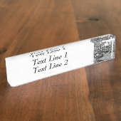 Vintager Dampfzug in Schwarz/Weiß Motor Namensplakette (Seite)