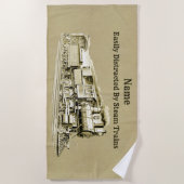 Vintager Dampfzug, leicht ablenkbar, Name hinzufüg Strandtuch (Vorderseite)