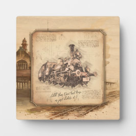 Vintager Dampfzug / Lokomotive Art. Fahrergeschenk Fotoplatte