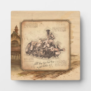 Vintager Dampfzug / Lokomotive Art. Fahrergeschenk Fotoplatte