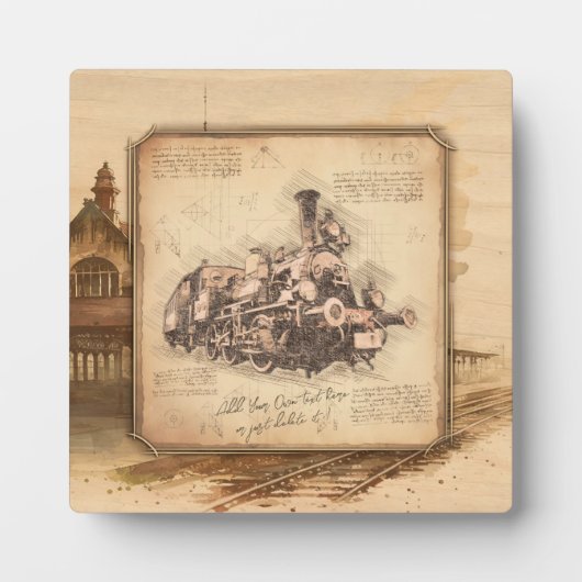 Vintager Dampfzug / Lokomotive Art. Fahrergeschenk Fotoplatte (Vorderseite)