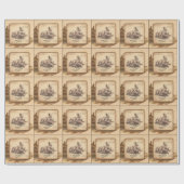 Vintager Dampfzug / Lokomotive Art. Fahrergeschenk Geschenkpapier (Flach)