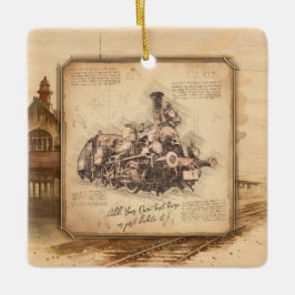 Vintager Dampfzug / Lokomotive Art. Fahrergeschenk Keramikornament