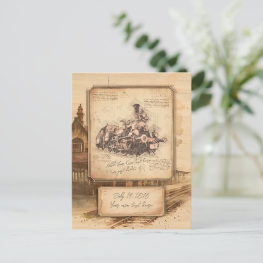Vintager Dampfzug / Lokomotive Art. Fahrergeschenk Postkarte (Stehend Vorderseite)