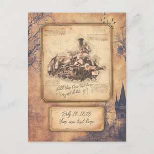 Vintager Dampfzug / Lokomotive Art. Fahrergeschenk Postkarte