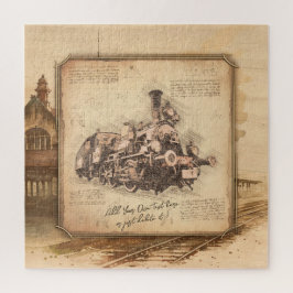 Vintager Dampfzug / Lokomotive Art. Fahrergeschenk Puzzle