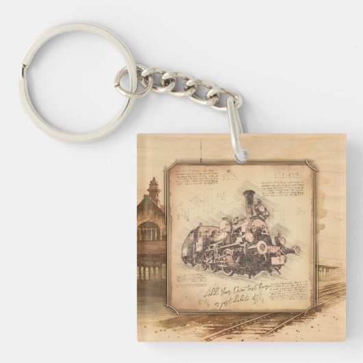Vintager Dampfzug / Lokomotive Art. Fahrergeschenk Schlüsselanhänger (Vorderseite)