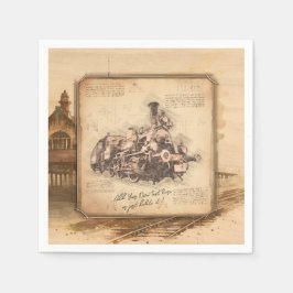 Vintager Dampfzug / Lokomotive Art. Fahrergeschenk Serviette