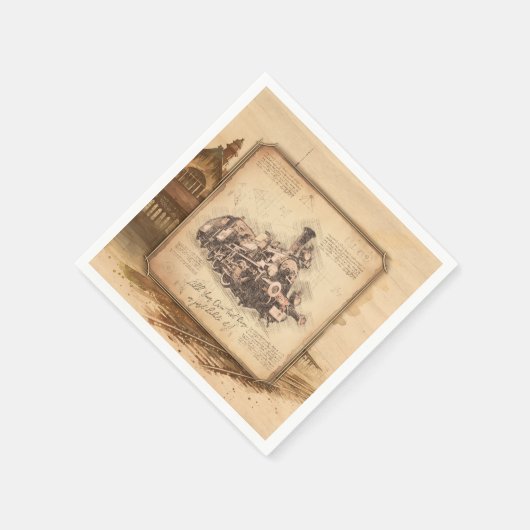 Vintager Dampfzug / Lokomotive Art. Fahrergeschenk Serviette (Ecke)