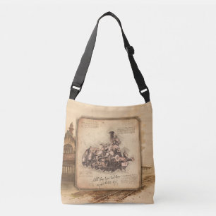 Vintager Dampfzug / Lokomotive Art. Fahrergeschenk Tragetaschen Mit Langen Trägern