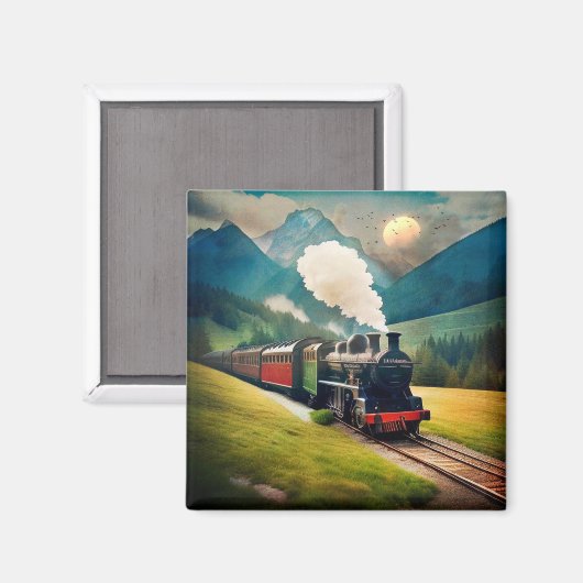 Vintager Dampfzug Magnet (Vorderseite/Rückseite)