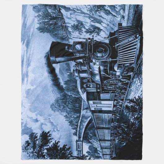 Vintager Dampfzug Motor Bahn Fleecedecke (Vorderseite)