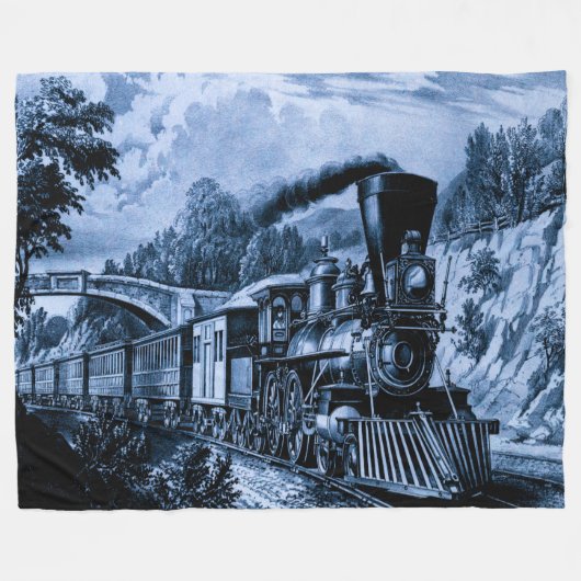 Vintager Dampfzug Motor Bahn Fleecedecke (Vorderseite (Horizontal))