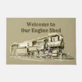 Vintager Dampfzug Motor Lokomotive Sepia Fußmatte (Vorderseite)