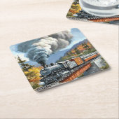 Vintager Dampfzug Motor Rechteckiger Pappuntersetzer (angewinkelt)