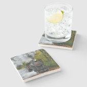 Vintager Dampfzug Motor Steinuntersetzer (Seitenansicht)