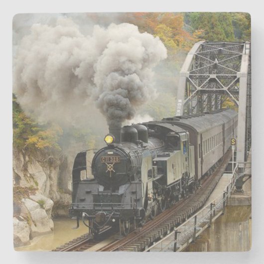 Vintager Dampfzug Motor Steinuntersetzer (Vorderseite)
