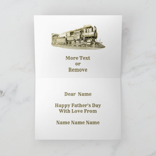Vintager Dampfzug Motor Vatertag Karte (Innenseite)