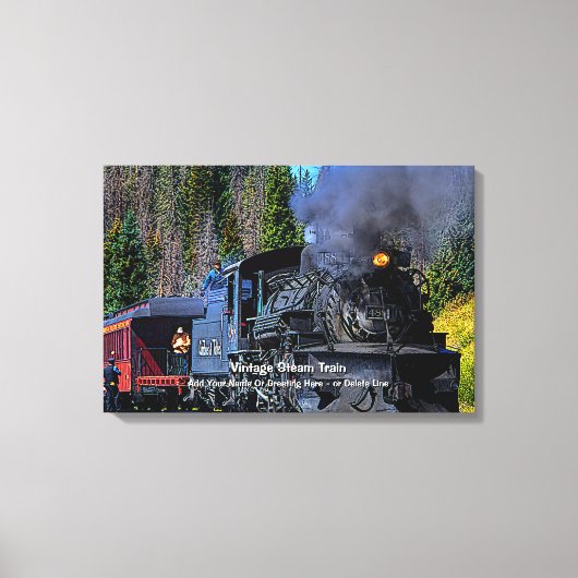 Vintager Dampfzug - Name hinzufügen Leinwanddruck (Vorderseite)